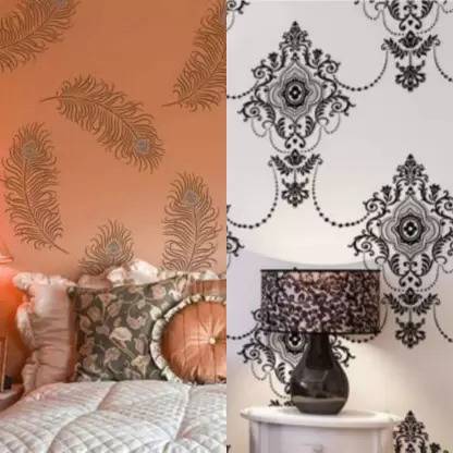 FLEXI WOW DESIGN Wall Stencils (Size:- 16 x 24Inch Theme- (71) Pattern DIY Reusable Suitable For , Home Entrance, Office & Pooja Room Decoration Modern Arts Wall Stencil