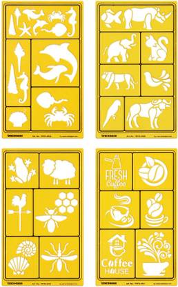 Traceease Traceease 4 Pieces Multi Pattern Drawing Templates Scrapbooking Stencils TRTD-5A Pattern Template Stencil