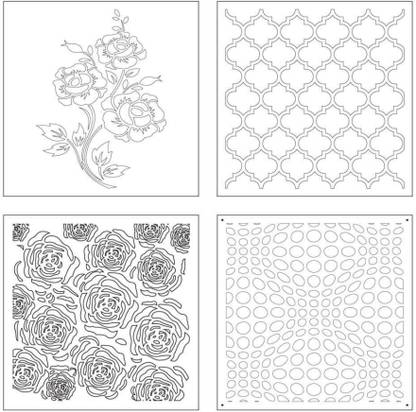 OYTRA 4 Pcs Stencil Set 6 x 6 Inches (OS623) Stencil Set Stencil