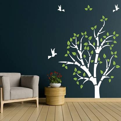 ARandNJ Painting for Wall Stencils (Size:- 16X24 Inch) NATURE PATTERN THEME- Tree and Birds DIY Reusable Design Suitable For Bedroom, Kids Room, Studio, Entrance & Office Decoration Modern Wall Stencil