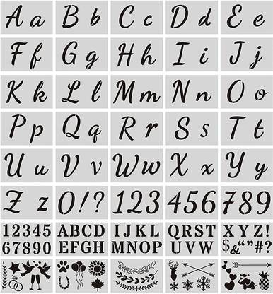 DEQUERA Letter Stencils,Alphabet Stencils,Number Stencils,Letter Stencils for Painting O n Wood,Reusable Art Craft Letters and Numbers Stencils,Stencil Letters,Templates with Numbers and Signs,Set of 40 Stencil