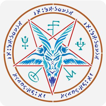 IVANA'S Sigil or Seal of Baphomet Stencil for Painting 11.8x11.8 inch Reusable Baphomet FIN-1645 Modern Art & Craft Stencil