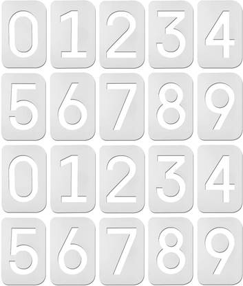 IVANA'S 40 Pieces Number Stencils 10 All Number Curb Stencils Reusable Plastic Number In terlocking Stencils Address Number Painting Stencils Templates for Mailbox Signs Home Address Number (5.75 Inch) Stencil