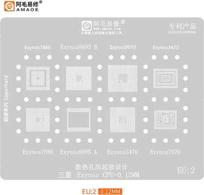 AKT Amaoe EU2 BGA Reballing Stencil For Samsung Exynos Planting Tin Net Repair Tools 9810 8895 7880 7580 7570 3470 3475 CPU Planting Tin Net Repair Tools EXY7580,EXY8895 A, EXY8895 B, EXY9810, EXY3470,EXY3475, EXY7570 Stencil