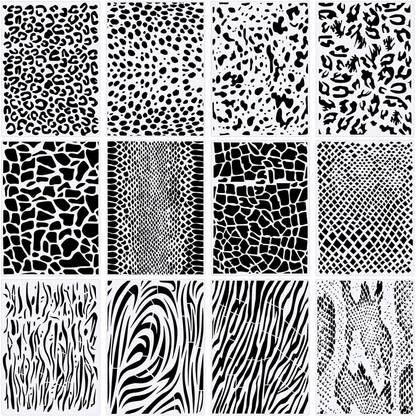 IVANA'S 12 Pieces Leopard Skin Stencils Leopard Pattern Templates Animal Print Stencil R eusable Plastic Leopard Print Templates Stripe Stencil for Painting Baking Craft s Wall Furniture Home Décor Stencil