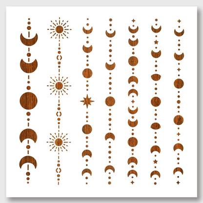 RaniPari 3 Pcs Moon Stars Painting Stencils Templates,11.8×11.8 Inch Reusable DIY Art and Craft Stencils for Painting on Wood, Fabric, Paper, Walls, Canvas, Floor, Tile wall stencils Stencil