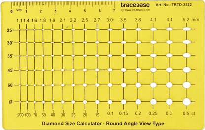 Traceease Traceease Diamond Size Calculator Round Angle View Stencils Templates TRTD-2322A Jewelry Designing Template Stencil