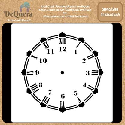 DEQUERA Dial Stencil for Painting on Canvas - Clock Number Stencil for Furniture Paintin Modern Craft Stencil Stencil