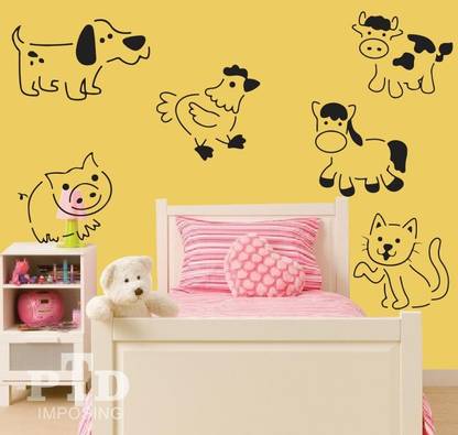 PTD imposing Animals kid wall painting stencils for home decoration, (Pack of 6) (12 x 12 inch) Washable + resueable stencil Wall stencils Stencil