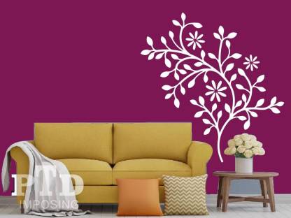 PTD imposing Large Size Floral wall painting stencils for home decoration, Washable + reuseable stencils (Pack of 1) (36 x 26 inch) Wall stencils Stencil