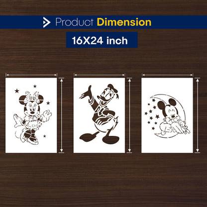 ARandNJ ARandNJ Painting for Wall Stencils (Size:- 16X24 Inch) Donald Duck, Minnie Mouse & Mickey Mouse Print DIY Reusable Design Ideal For Kids Room & Play School Decoration Modern Wall Stencil