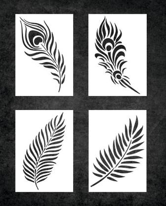 LC Creative Crafts LC000229 Feather Peacock Feather Leaf Special Design Stencil for Wall Art Home Decor DIY Stencil