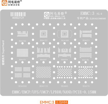 AKT AMAOE EMMC-3 STENCIL For EMMC/EMMCP/UFS/UMCP/LPDDR/NAND/PCI BGA162,BGA153, BGA169, BGA221, BGA186, BGA297,BGA254, BGA178, BGA200,BGA110 BGA110, BGA60,BGA70, BGA60,BGA70,LPDDR/NAND/PCI Stencil