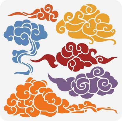 Devasya Crafts Chinese Clouds Painting Stencils, 12x12 inch Oriental Theme Plastic Decoration Template for DIY, Engraving, Scrapbooking BEN-0022 Stencil