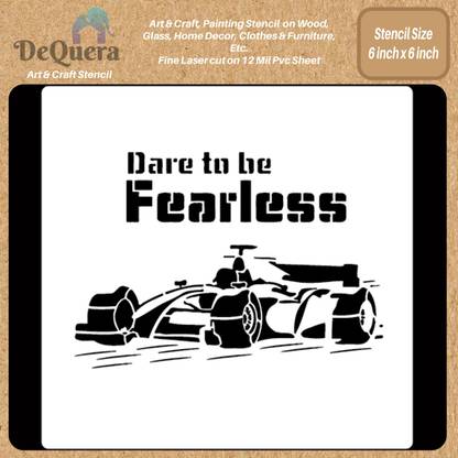 DEQUERA DeQuera Car Stencils for Wall Painting for Bedroom - Dare to be Fearless Stencil - Car Stencil for Painting on Canvas, Fabric, Clothes, Wood, Wall and Tile Size Modern Craft Stencil Stencil