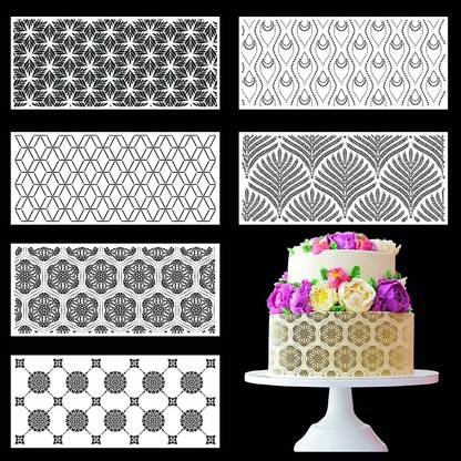 IVANA'S Cake Stencil Decorating Tools Wedding - 4 pcs Cake Stencil Cake Decorating Tools Stencils for Cakes for Creating Elegant and Professional Wedding and Birthday C ake Decorations Stencil