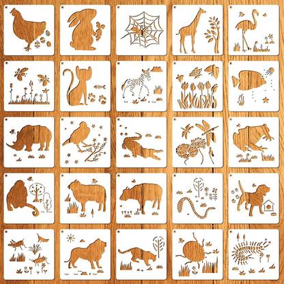 IVANA'S 25 Pieces Animal Stencils Spring Flower Stencils Templates Reusable Plastic Craf t Stencils Painting Butterfly Bunny Bee Themed Stencils Plastic Drawing Template s for DIY Craft Home School Decoration Stencil