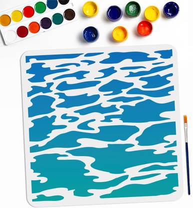 Devasya Crafts Sea Wave Stencil 11.8×11.8inch Large Ocean Wave Stencils with Paint Brush Sea Surface Drawing Template for Wood Walls Canvas Furniture Crafts Art Projects Stencil
