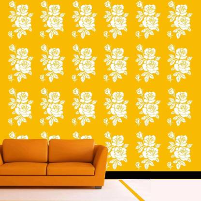 Kayra Decor Rose Flower Wall Design Stencils for Wall Painting for Home Wall Decoration Suitable for Room Decor, Ceiling and Craft (16 inch x 24 inch) (KHS475) KHS475 Reusable Beautiful Rose Flower Design Size : (16 x 24) inches Wall Art for Decoration Wall Stencil