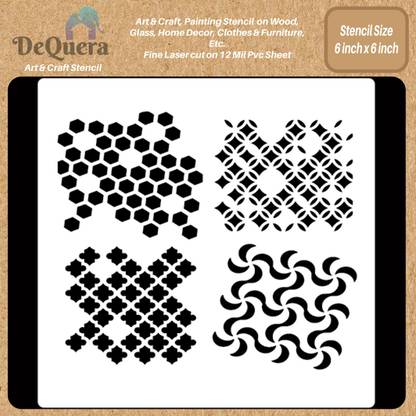 DEQUERA DeQuera Ture Stencils for Craft and Art - Distressed Patterns Stencil - Paint Pa ttern Stencil - Pattern Work Stencils for Painting on Canvas - Stencil Pattern f Modern Craft Stencil Stencil