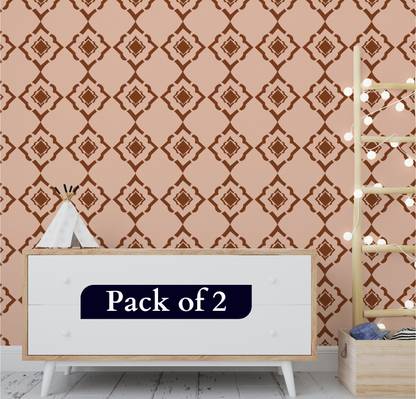 StenCart Modern Wall Design Stencils for Wall Painting Pack of 2 Square Vector Pattern Stencil for Home Wall Decoration (16x24 inch)–Suitable for Room Decor,Ceiling and Floors Stencil