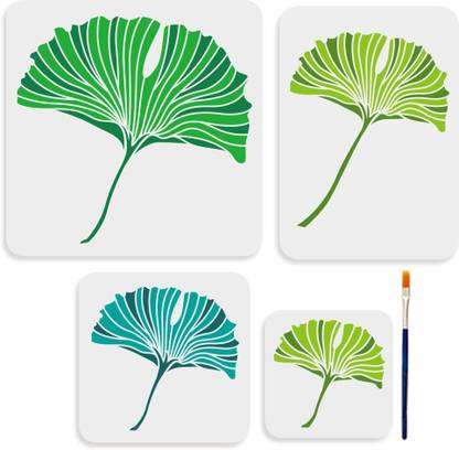 Devasya Crafts 4 Pcs Ginkgo Leaf Stencils Multi-Size Ginkgo PET Templates Reusable Leaf Pattern Drawing Template,Plastic Ginkgo Leaves Drawing Painting Stencils Templates for Wall Art Home Decor Stencil