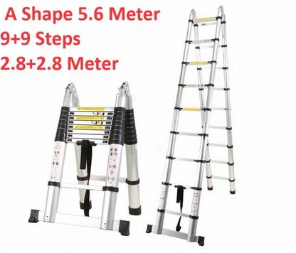 Smarty 5.6 Meter(2.8+2.8) Double A Shape Portable 18 Feet For Home outdoor Telescopic Aluminium Ladder