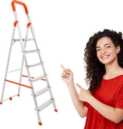 Mizu 6 Steps Ladder For Home With 400 Kgs Load Capacity & Anti-Skid Shoes Aluminium Ladder