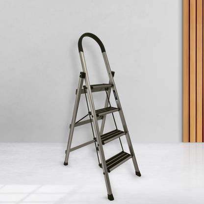Plantex Prime 4 Step Foldable Aluminium Ladder for Home Use/Wide Anti Skid Step Ladder Coated Aluminium Ladder
