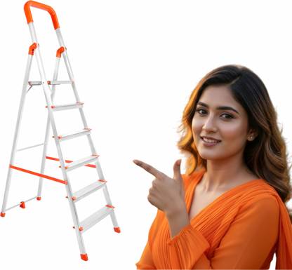 Mizu Exel 6 Steps Ladder For Home With Aluminium Steps & Upto 300 Kgs Load Capacity Steel Ladder