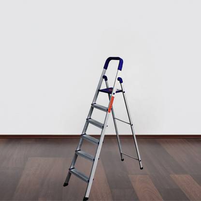 JG COMPANY Home Pro 6-Step Foldable Ladder For Home with Smart Use Platform (Orange) 6.2 Ft Aluminium Ladder