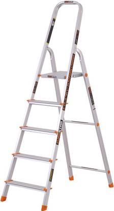 EUROSTAR 5 Step Ladder for Home | Anti Slip | 5 Years Warranty | Foldable Aluminium Ladder
