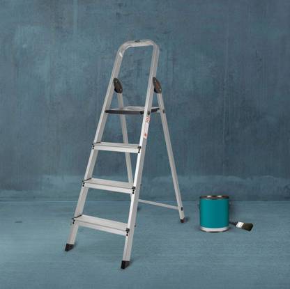 Bathla Advance 4 Anti Skid Steps | Foldable for Home (Black) Aluminium Ladder