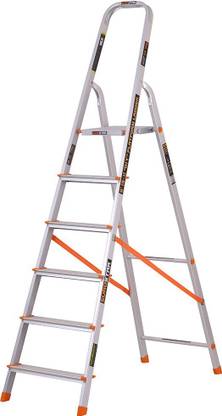 EUROSTAR 6 Step Ladder for Home | Anti Slip | 5 Years Warranty | Foldable Aluminium Ladder