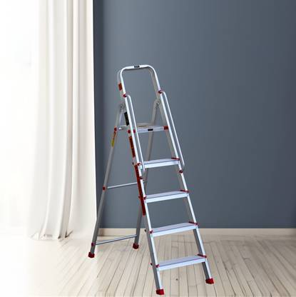Mivu Elite Pro 5 Steps Aluminium Platform Ladder | Home & Office Use| With Hand-Rails Aluminium Ladder