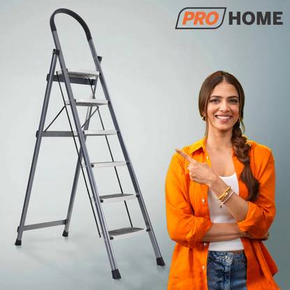 ProHome Vetro 6 Step Foldable Steel Ladder for Home | 150kg Capacity with Anti Slip Shoe Steel Ladder