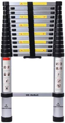 WB WELBUILT 18 FT (5.4Meter) Aluminium Telescopic Ladder For Home & Outdoor 14 Steps Aluminium Ladder