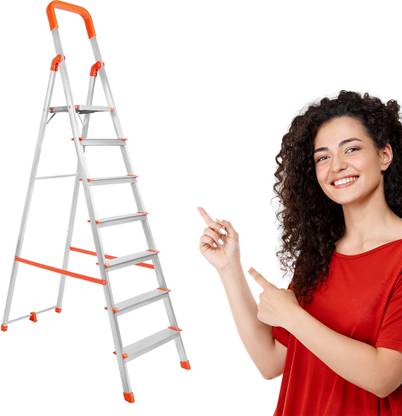 Mizu 7 Steps Ladder For Home With 400 Kgs Load Capacity & Anti-Skid Shoes Aluminium Ladder
