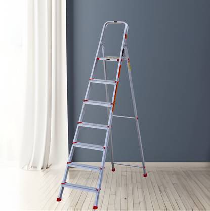 Mivu Classique Pro 7 Steps Foldable Ladder for Home and Office Use | With Hand-Rails Aluminium Ladder