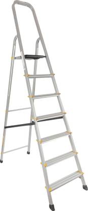 Asian Paints TruCare 7 Steps|Silver color|5 Year Warranty|Home Ladder|Anti-Skid, Foldable Aluminium Ladder