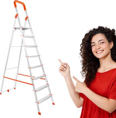 Mizu 8 Steps Ladder For Home With 400 Kgs Load Capacity & Anti-Skid Shoes Aluminium Ladder