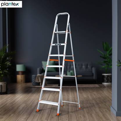 Plantex Legend Folding Ladder for Home/7 Step Anti Skid Ladder/Wide Step Ladder(APS-681) Aluminium Ladder