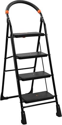 PARASNATH Black Heavy Folding Ladder With Wide Steps 4 Steps 4.1 Ft Ladder (Made In India) Steel Ladder