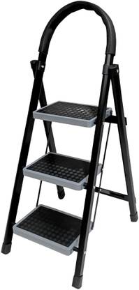 Trendy Heavy Duty Foldable Ladder with Wide Ant-Slip Steps and Anti-Skid Shoes Plastic, Steel Ladder