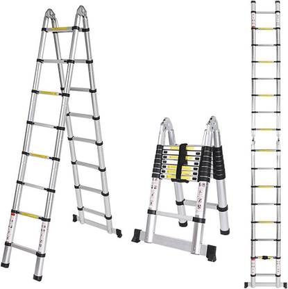 BUCKETLIST ® 2.2M+2.2M/4.34M/14.24FT A Shape Telescoping Extension Ladder Aluminium Ladder Aluminium Ladder
