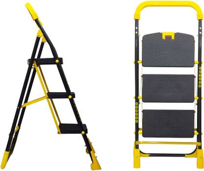 TNT Cameo 3 Step Heavy Duty Steel Ladder with Anti Slip and Anti Skid Shoes FRP Ladder