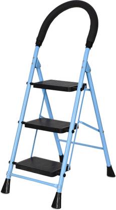 FLIPZON Halo Foldable 3 Step Ladder for Home and Office Use | Alloy Steel | Wide Steps Steel, Plastic Ladder