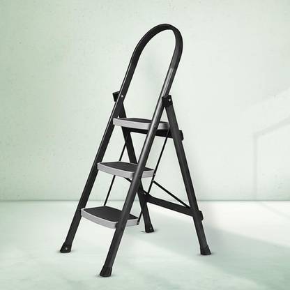 Frap Foldable 3-Step Steel Ladder with Hand Grip & Anti-Slip Wide Steps – Durable Steel, Aluminium Ladder