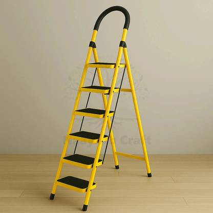 Naayaab Craft Premium Folding Stairs 6-Step Ladder for Home Use with Wide Anti-Slip Steps Steel Ladder