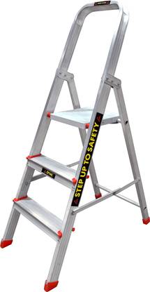 EMAC Aluminium 3 Steps Folding Ladder for Home, Shop & Office Use Slip Resistant Step Aluminium Ladder